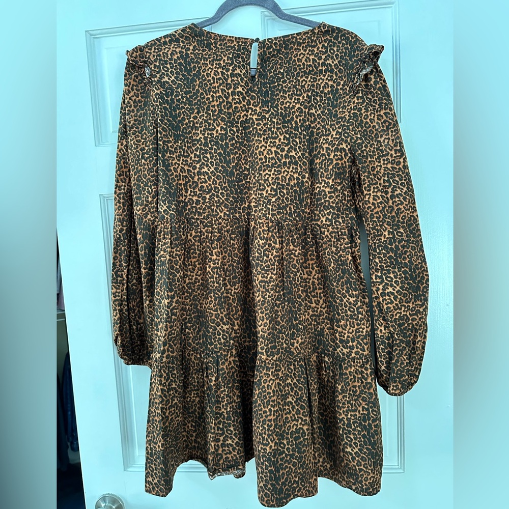 WAYF Womens Velma Animal Print Ruffled Babydoll Dress Sz L - Picture 8 of 9